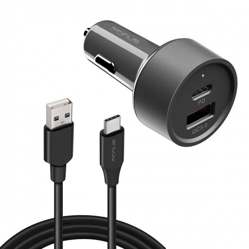 image of Quick Car Charger 36W 2-Port USB Cable Type-C PD  Power Adapter  - BFE16 1469-1