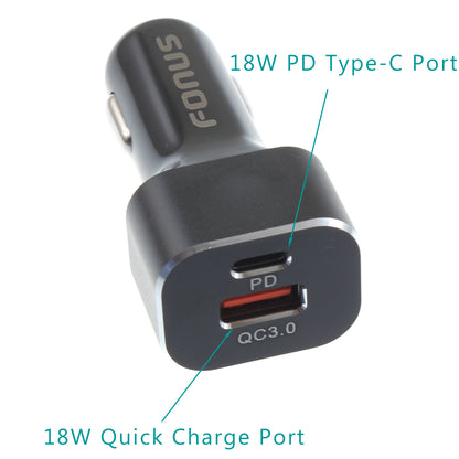 Quick Car Charger 36W 2-Port USB Type-C PD  Power Adapter  - BFS40 1158-4