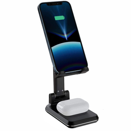 image of Dual 10W Wireless Charger Fast Foldable Stand 2-Coils Charging Pad  - BFJ96 1569-1