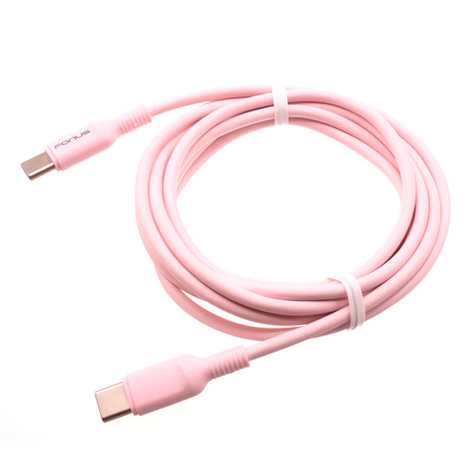 image of Pink 6ft Long Cable USB-C to Type-C PD Fast Charger Cord Power Wire  - BFB43 1419-1