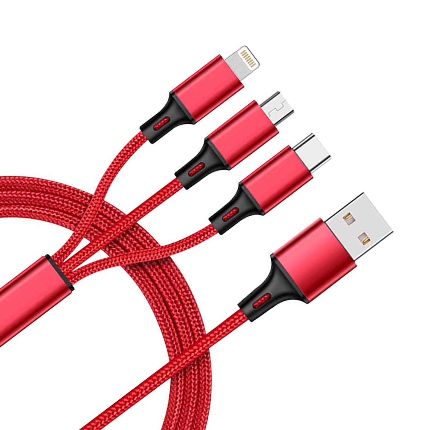 3-in-1 USB Cable (Type-C, 8-Pin, Micro-USB)  Charging Wire  Power Cord  USB-C  Sync  - BFG72 1858-1