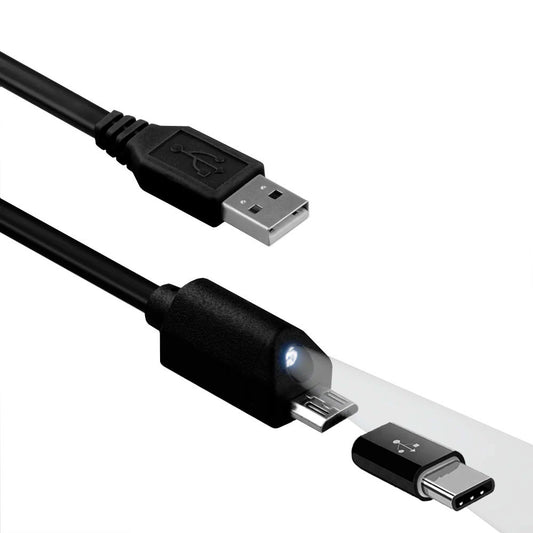 image of 2-in-1 6ft Long USB Cable Micro-USB and USB-C Type-C Adapter Fast Charging Power Cord Sync Wire  - BFH07 1873-1