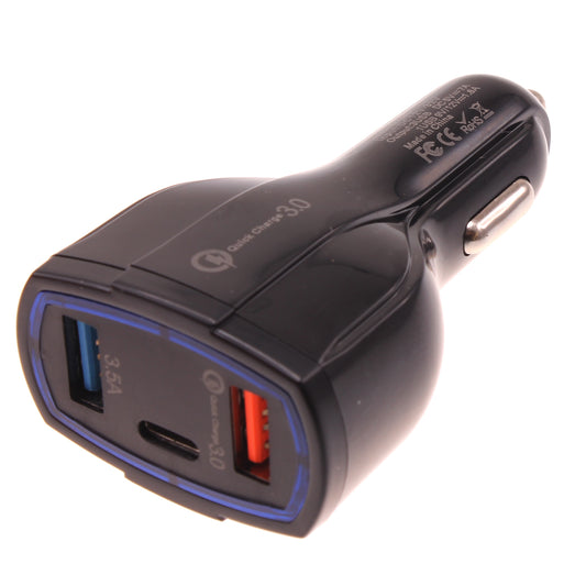 image of Quick Car Charger 48W 3-Port USB Type-C Port Power Adapter  - BFF56 1098-1