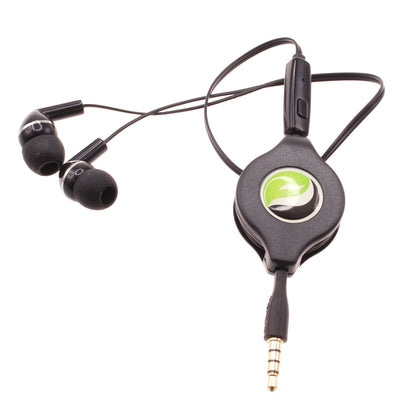 Retractable Earphones Headphones Hands-free Headset 3.5mm w Mic Earbuds  - BFF93 439-1