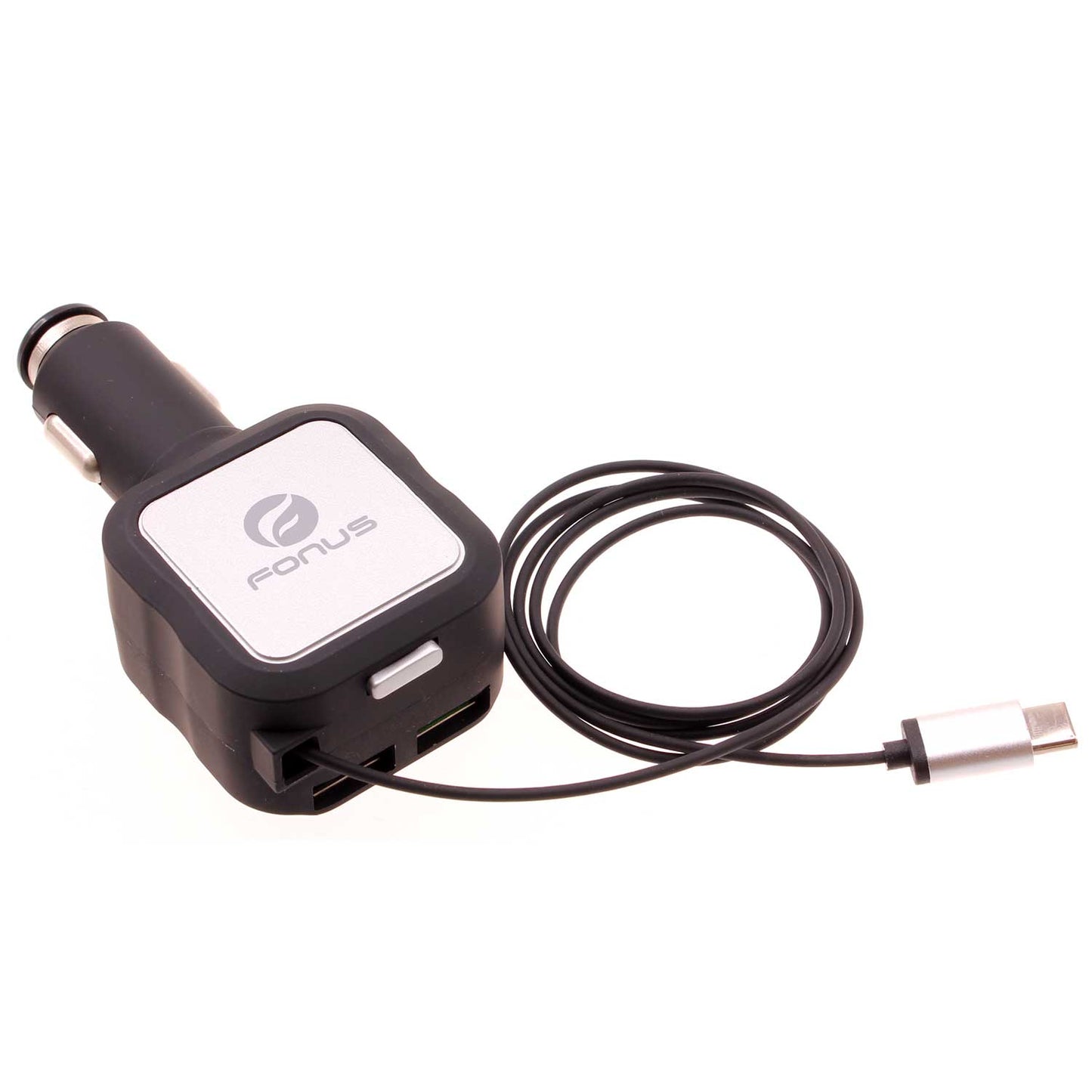 Car Charger Retractable 4.8Amp Type-C 2-Port USB Fast Charge  - BFM43 1064-1