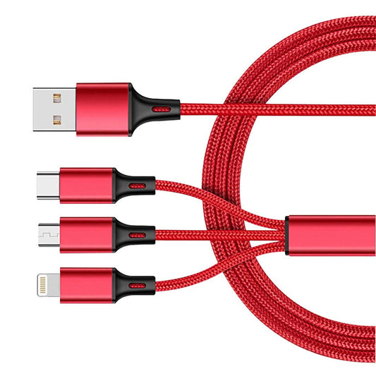 image of 3-in-1 USB Cable (Type-C, 8-Pin, Micro-USB)  Charging Wire  Power Cord  USB-C  Sync  - BFG72 1858-1