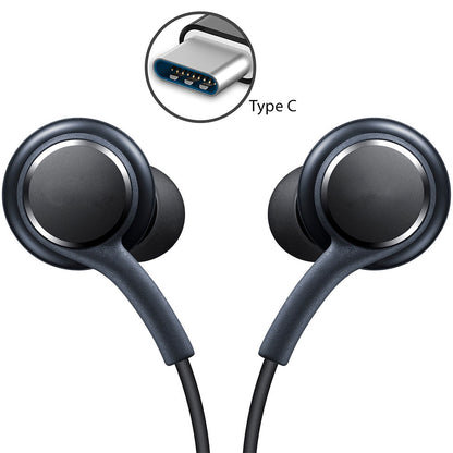 TYPE-C Earphones Wired Earbuds Headphones - Black 2084-4