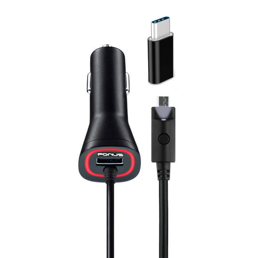 image of Car Charger with LED Light w USB-C Adapter 2133-1