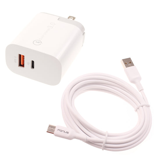 image of 36W PD Home Charger Fast Type-C 6ft Long Cable USB-C Power Cord QC3.0 Adapter  - BFE06 1495-1