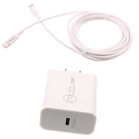 image of 18W PD Home Charger Fast Type-C 10ft Long Cable Quick Power Adapter  - BFE03 1489-1