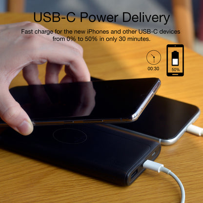 10000mAh Power Bank Wireless Charging Backup Battery Portable Charger Slim 2-Port USB  - BFC36 1706-4