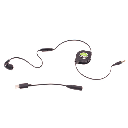 image of Mono Headset Retractable Type-C Adapter Earphone Handsfree Mic Single Earbud  - BFS35 871-1