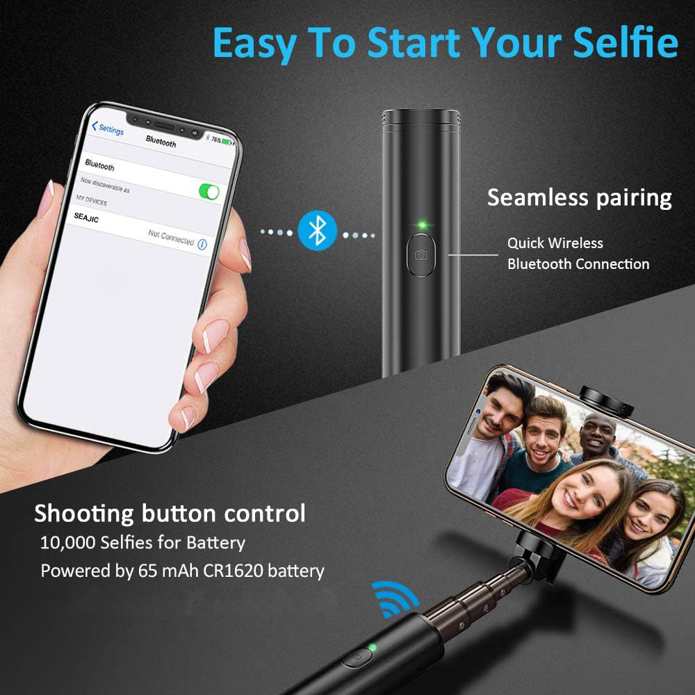 Aluminum Selfie Stick Monopod Extendable with built-in Wireless Remote Shutter 2033-4