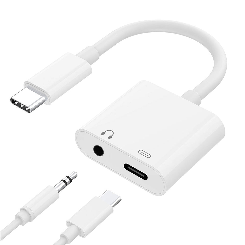 USB-C Headphone Adapter Earphone 3.5mm Jack Type-C Charger Port Splitter Mic Support  - BFG27 1362-1