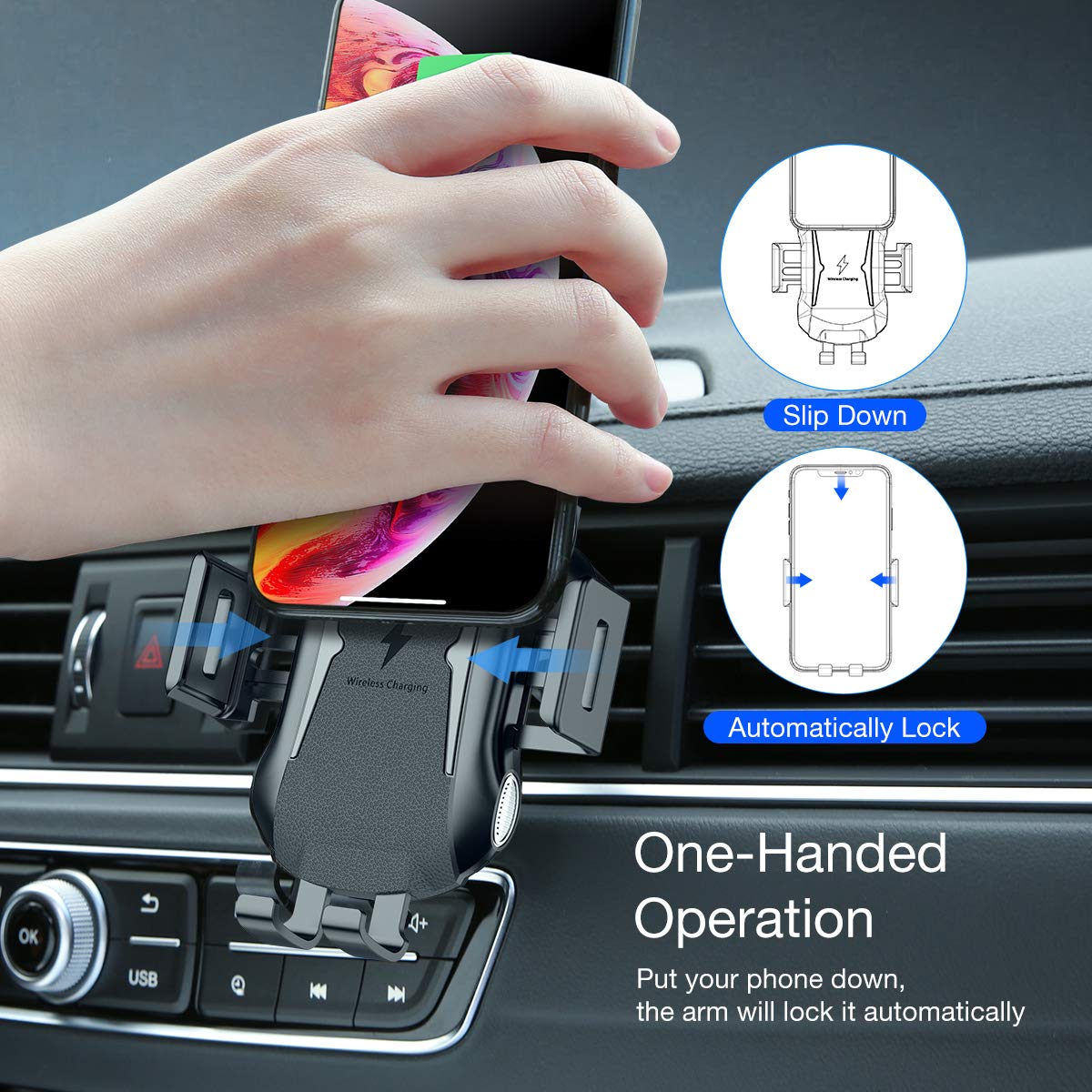 Car Wireless Charger Mount Air Vent Holder  Fast Charge Cradle Dock  - BFV08 1208-7