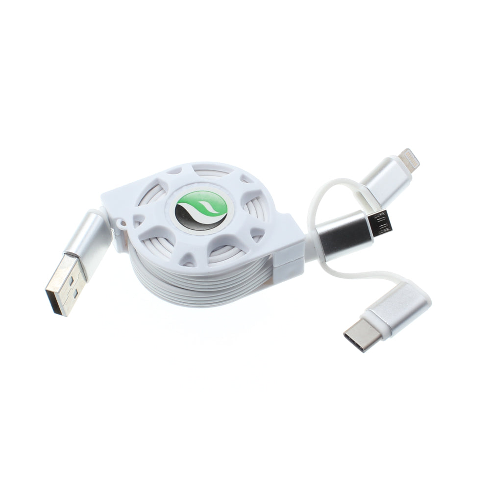 USB Cable Retractable Charger Power Cord 3-in-1  - BFR29 1102-1