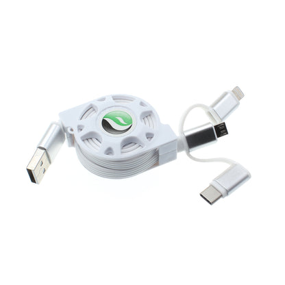 USB Cable Retractable Charger Power Cord 3-in-1  - BFR29 1102-1