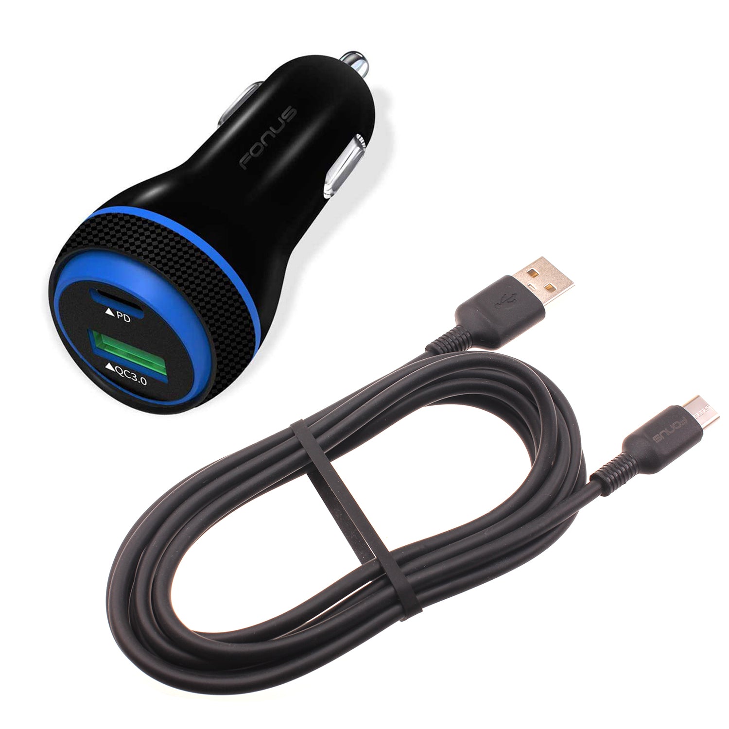 Quick Car Charger 43W 2-Port USB Cable Type-C PD  Power Adapter  - BFE20 1465-1