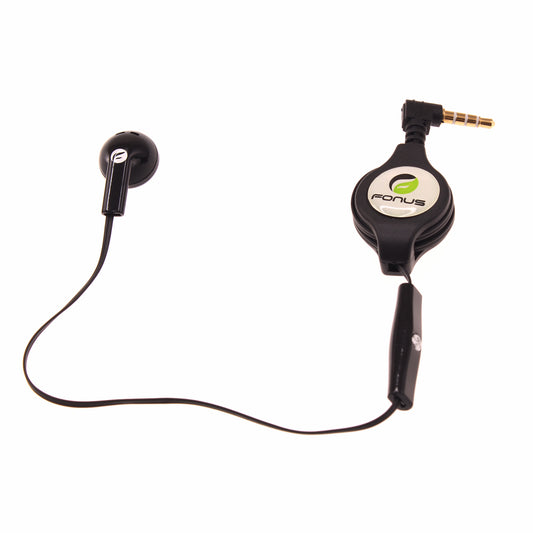 image of Retractable Mono Earphone Headphone 3.5mm w Mic Headset Handsfree Earbud  - BFJ80 384-1