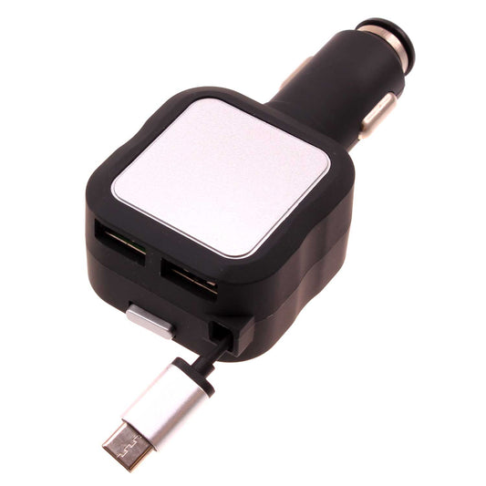 image of Car Charger Retractable 4.8Amp Type-C 2-Port USB Fast Charge  - BFM43 1064-1