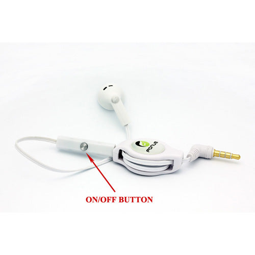 Retractable Mono Earphone Headphone 3.5mm w Mic Headset Handsfree Earbud  - BFJ79 383-4