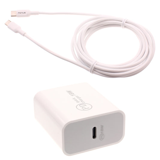 image of 18W PD Home Charger Fast Type-C 10ft Long Cable Quick Power Adapter  - BFE03 1489-1