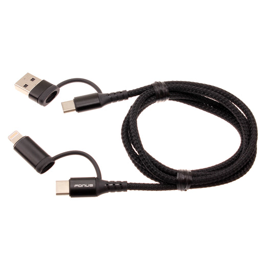 image of 4-in-1 USB-C Cable Fast Charger Power Cord [Type-C, iPhone, USB-A] Wire USB  - BFJ52 1673-1