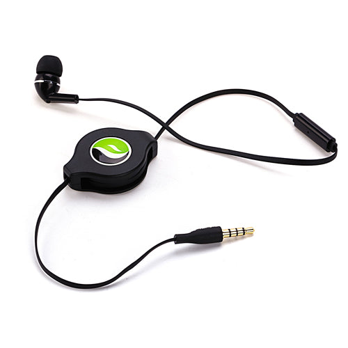 Retractable Mono Earphone Headphone 3.5mm w Mic Headset Handsfree Earbud  - BFF75 436-9