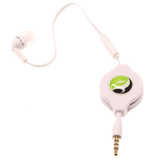 image of Retractable Mono Earphone Headphone 3.5mm w Mic Headset Handsfree Earbud  - BFS09 437-1