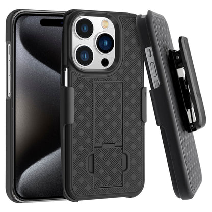 For iPhone 16 Pro Max - Case with Belt Clip Holster Kickstand 2127-1