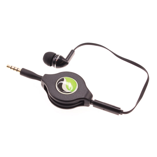 image of Retractable Mono Earphone Headphone 3.5mm w Mic Headset Handsfree Earbud  - BFF75 436-1