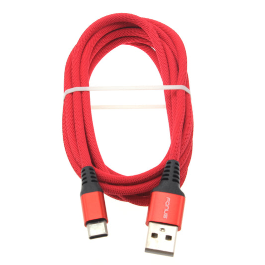 image of Red 6ft USB-C Cable Type-C Charger Cord Power Wire Long  - BFK59 1414-1