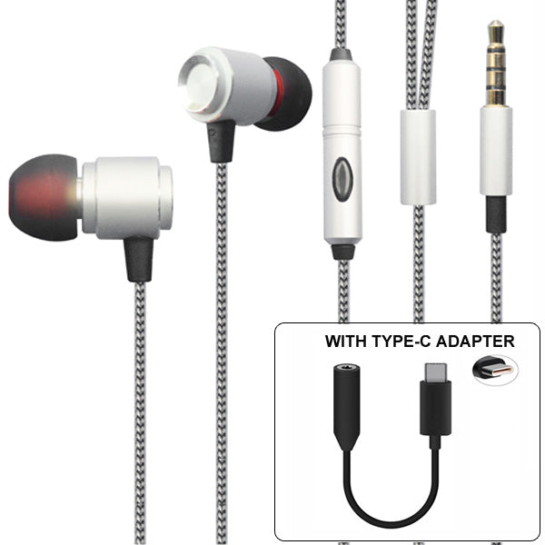 Headset Type-C Adapter Earphones Hands-free Mic Metal Earbuds  - BFS49 870-1