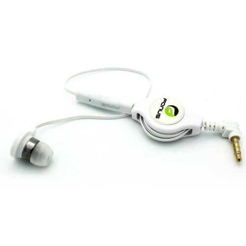 image of Retractable Mono Earphone Headphone 3.5mm w Mic Headset Handsfree Earbud  - BFM83 418-1