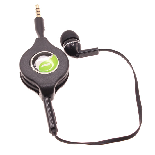 image of Retractable Mono Earphone Headphone 3.5mm w Mic Headset Handsfree Earbud  - BFF75 436-1