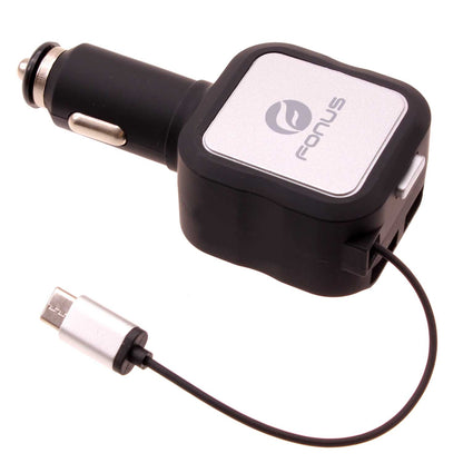 Car Charger Retractable 4.8Amp Type-C 2-Port USB Fast Charge  - BFM43 1064-1