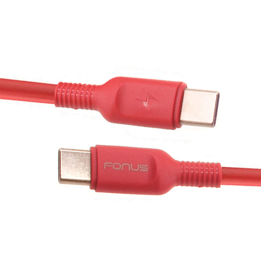 image of Red 6ft Long Cable USB-C to Type-C PD Fast Charger Cord Power Wire  - BFD18 1422-1