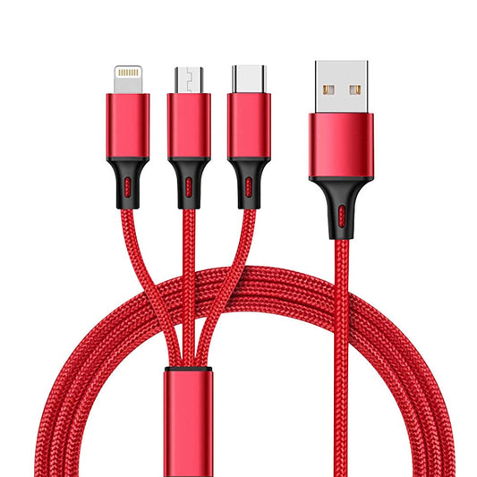 3-in-1 USB Cable (Type-C, 8-Pin, Micro-USB)  Charging Wire  Power Cord  USB-C  Sync  - BFG72 1858-1