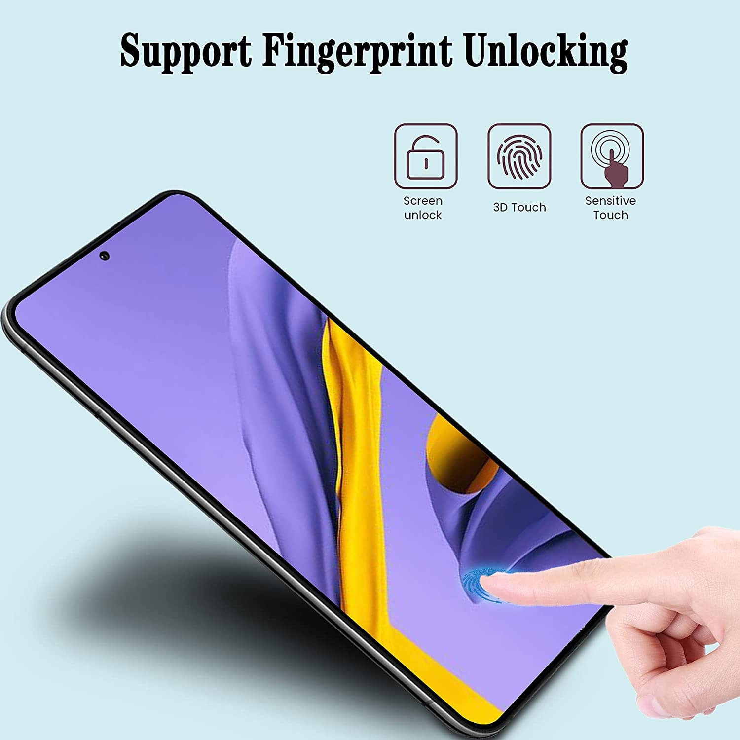 Screen Protector Tempered Glass Full Cover (Fingerprint Unlock)  9H Hardness  Case Friendly   - BFY96 1850-4