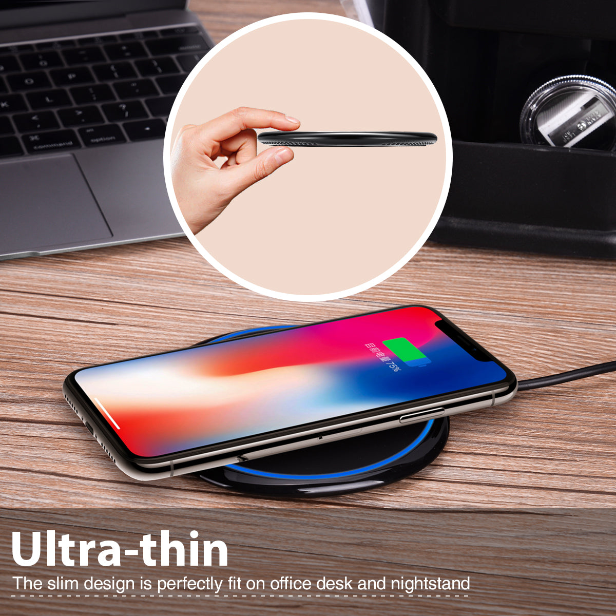 Wireless Charger Fast 7.5W and 10W Charging Pad Slim  - BFR86 1168-2