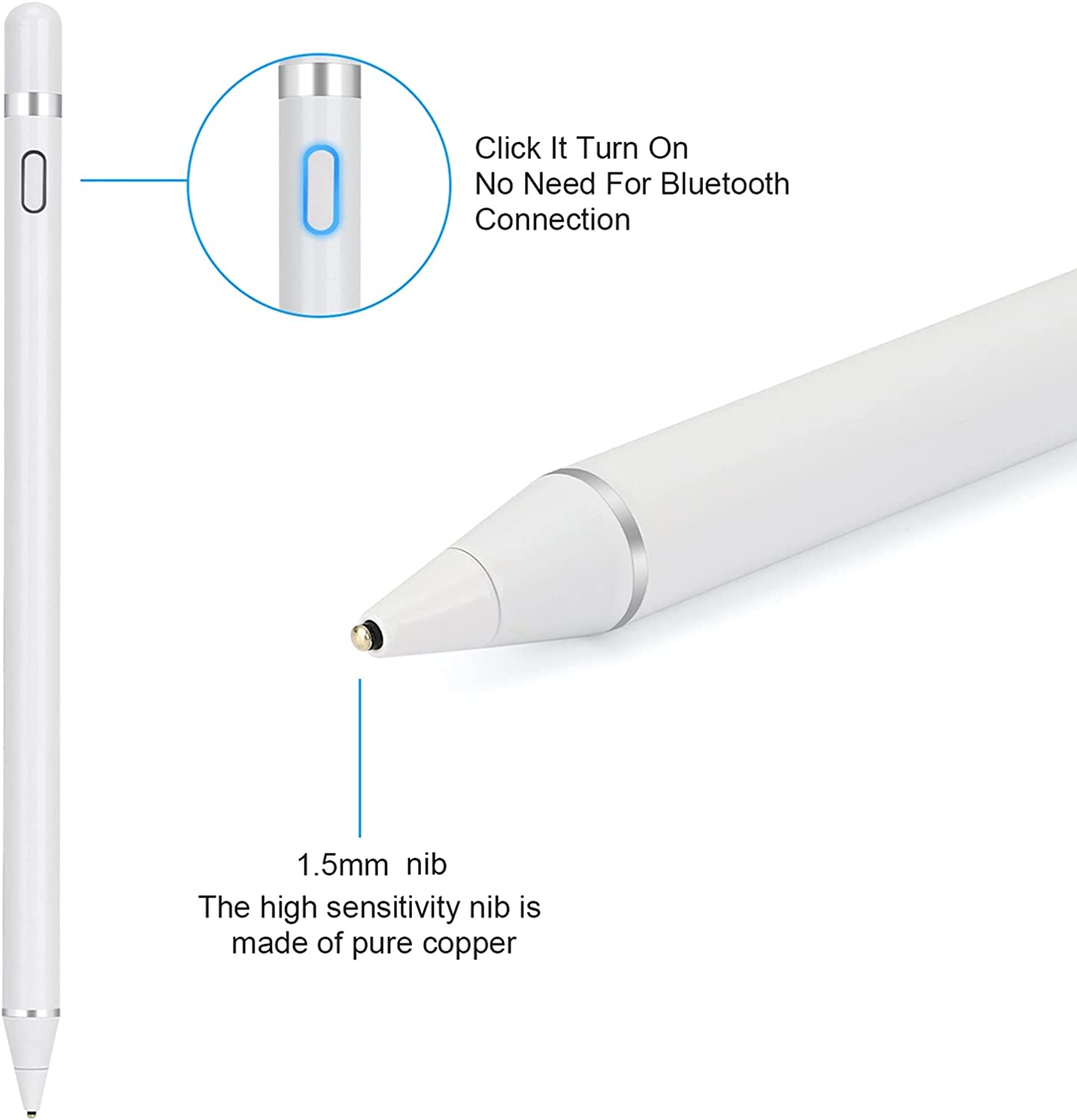 Active Stylus Pen  Digital  Capacitive Touch Rechargeable  Palm Rejection   - BFB20 1906-6