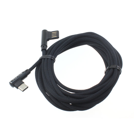 image of Angle USB Cable 10ft Type-C Charger Cord USB-C Power Wire  - BFR34 1107-1