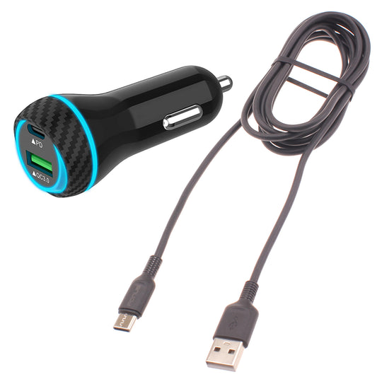 image of Quick Car Charger 43W 2-Port USB Cable Type-C PD  Power Adapter  - BFE20 1465-1