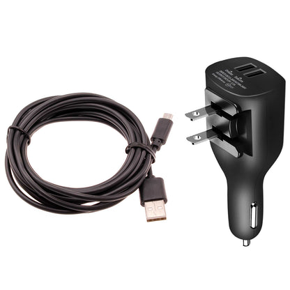 2-in-1 Car Home Charger 6ft Micro USB Cable Long Cord Travel Power Adapter Charging Wire Folding Prongs  - BFY09 1730-6