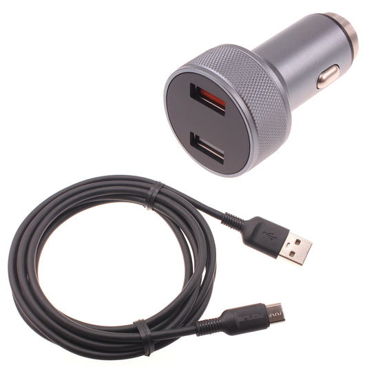 image of Car Charger 24W Fast 2-Port 6ft USB-C Cable DC Socket Power  - BFE15 1497-1