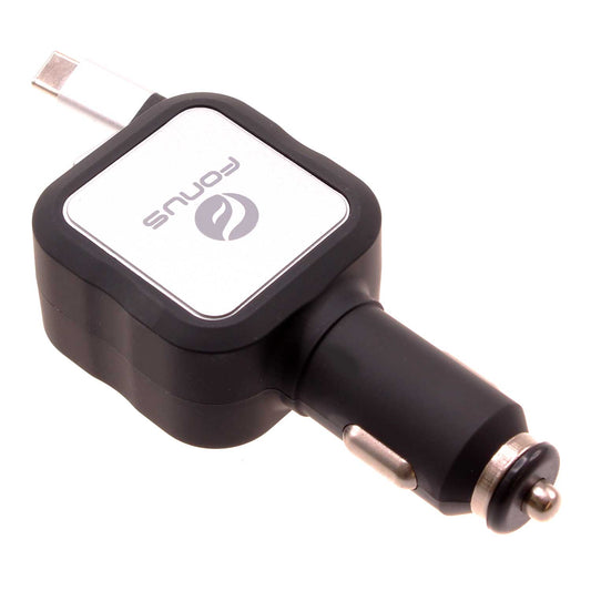 image of Car Charger Retractable 4.8Amp Type-C 2-Port USB Fast Charge  - BFM43 1064-1