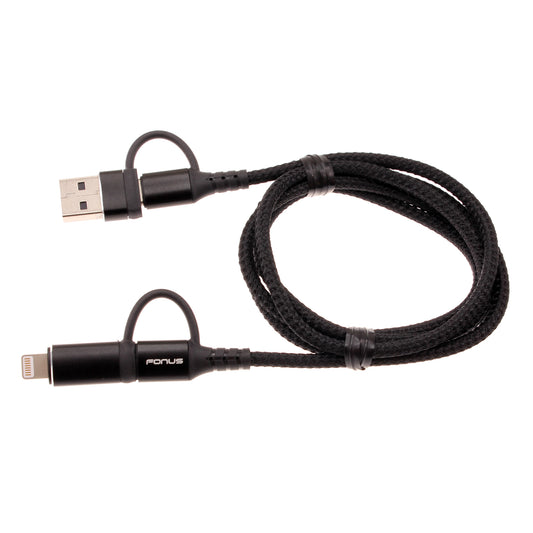 image of 4-in-1 USB-C Cable Fast Charger Power Cord [Type-C, iPhone, USB-A] Wire USB  - BFJ52 1673-1