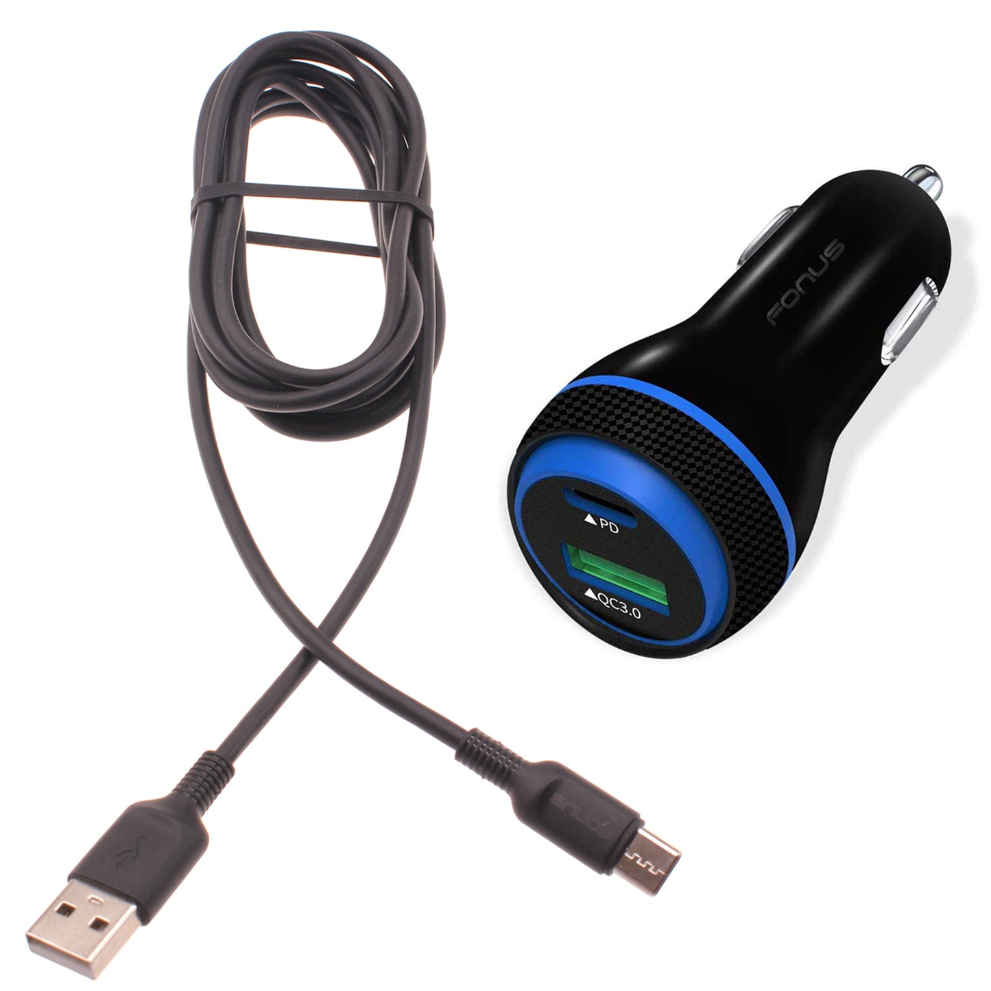 Quick Car Charger 43W 2-Port USB Cable Type-C PD  Power Adapter  - BFE20 1465-1