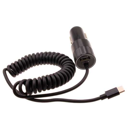 image of 36W Fast Car Charger USB-C Power Adapter Coiled Type-C Cable Extra USB Port DC Socket  - BFJ27 1573-1