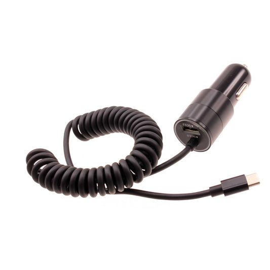 image of 36W Fast Car Charger USB-C Power Adapter Coiled Type-C Cable Extra USB Port DC Socket  - BFJ27 1573-1